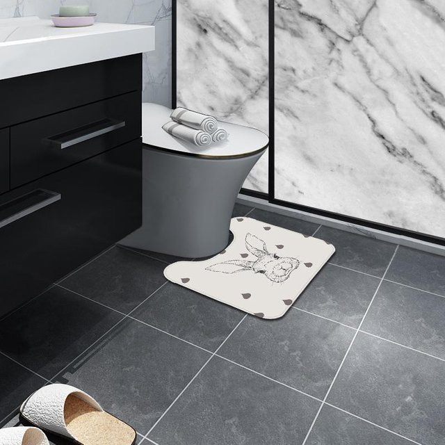 Yiran Furniture Nordische U-förmige Toilettenmatte in Weiß, saugfähig und rutschfest, B/T: 44 x 50 cm - Bild 1