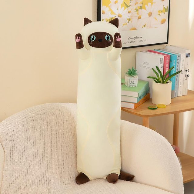 HomeHarmony Cat Island Plüschkissen, Lange Katze Puppe, Weiß, 50cm - Bild 1