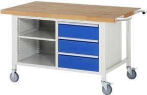Rau Fahrbare Werkbank 8462 in Grau/Mehrfarbig mit 3 Schubladen, höhenverstellbar, B/T/H: 150 x 90 x 88 cm - Bild 1