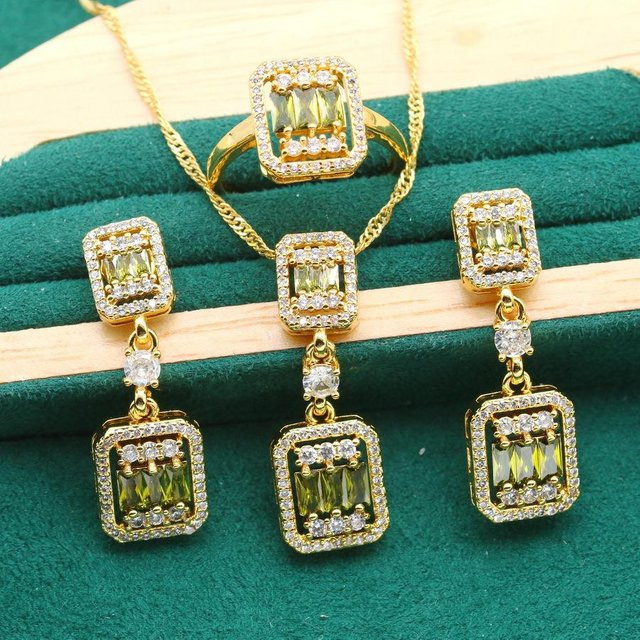 YIRAN Jewelry Schmuck-Set, Kupfer, Gold, Zirkonia, Unisex - Bild 1