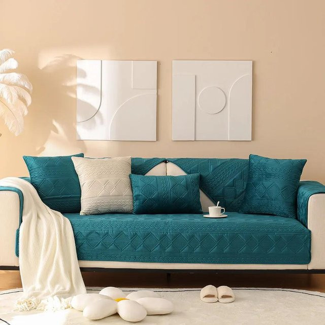 Bequemes Samt Sofakissen von Your Warm Home in Grün, quadratisch, B/B: 70 x 70 cm - Bild 1