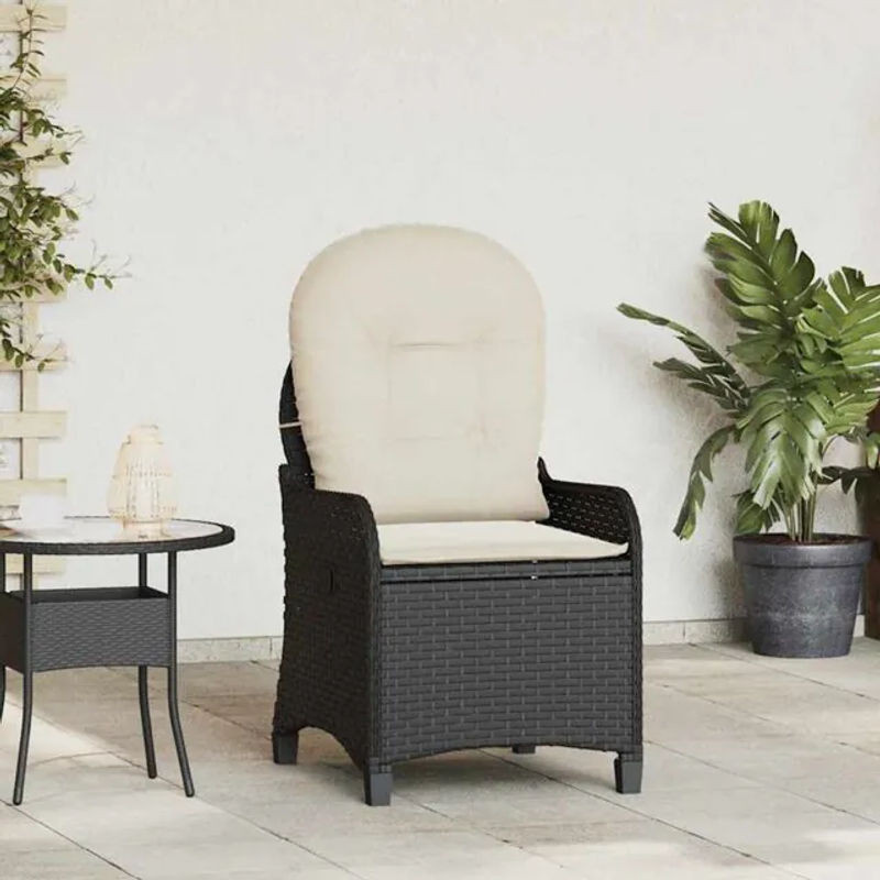 Vidaxl Relaxsessel aus Polyrattan und Stahl in Schwarz, B/T/H: 56 x 66 x 95 cm - Bild 1