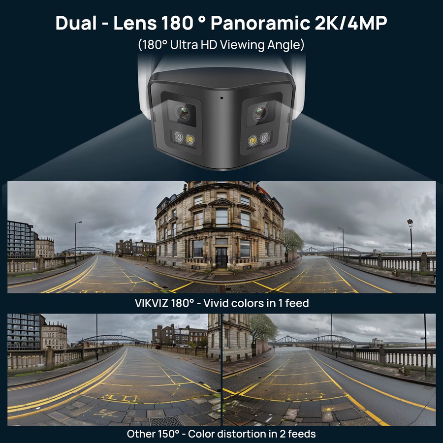 HIKTECHEYE 4K 8MP ColorVu IP-Kamera mit 170 Grad Panorama-Objektiv in Weiß, Hikvision-kompatibel - Bild 2