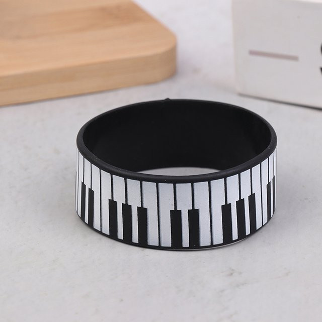 Velishy Silikonarmband, Klaviertastatur, Schwarz, Unisex - Bild 1