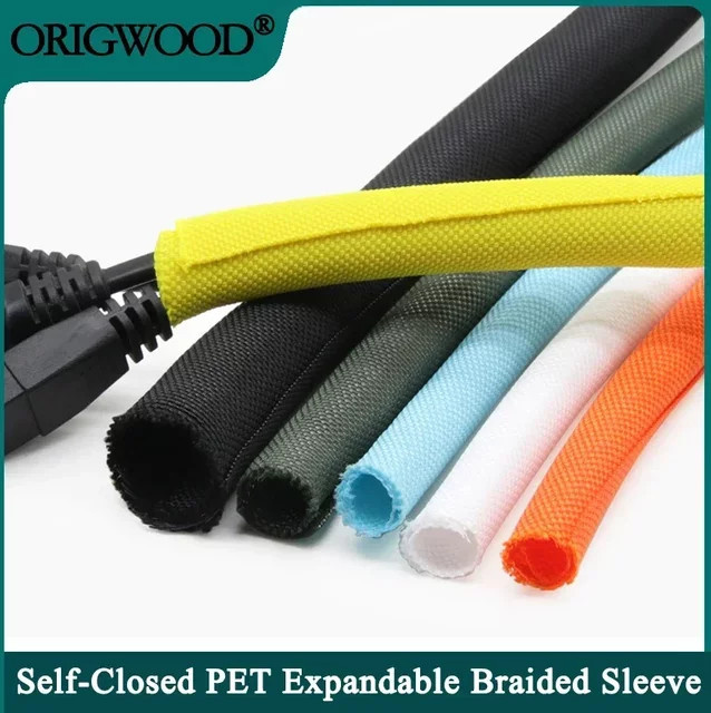 Selbstschließende und erweiterbare PET-Kabelschutzhülle in Orange und Multicolour als isolierter Kabel-Organizer für 1m, 2m oder 5m Länge - Bild 1
