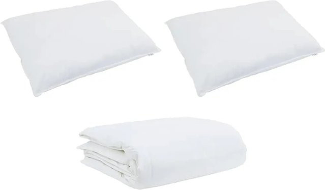 vidaXL Bettdecken-Set 3-teilig mit Kissen aus Daunen und Federn in Weiß, Sommerbettwäsche B/H: 240 x 220 cm - Bild 1