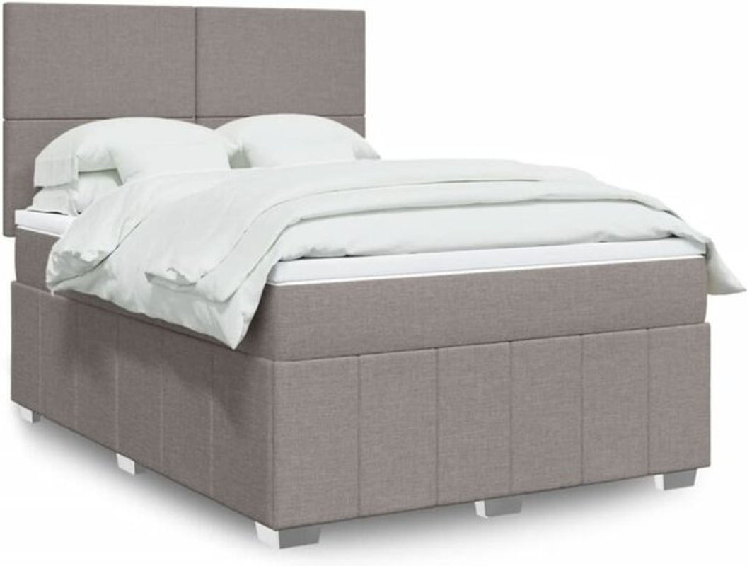 Vidaxl Boxspringbett mit Matratze in Taupe meliert, Stoff, B/T/H: 160 x 200 x 150,5 cm - Bild 1