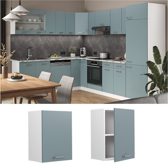 Vicco R-Line Hängeschrank Küchenschrank modern Weiß Blau Grau B: 45 cm, H: 60 cm, T: 31 cm - Bild 1