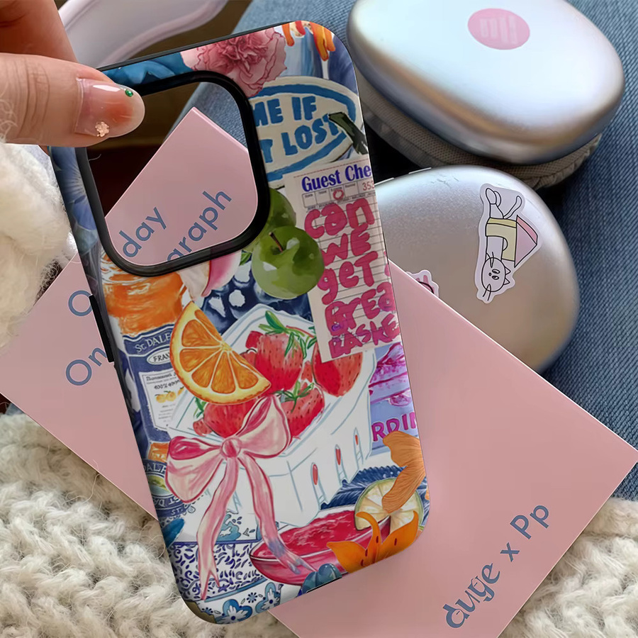 Handyhülle Obst und Blumen für Apple iPhone 17 16 15 14 13 12 11 Pro Max Plus mit doppelschichtiger Rückseite in Multicolour - Bild 4