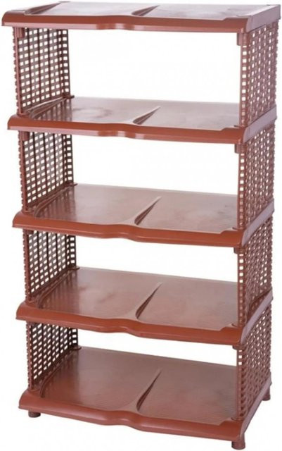 PROREGAL Kunststoffschuhregal Oxford mit 5 Ebenen in Rattan-Optik, Braun, H: 86 cm, B: 48 cm, T: 30,5 cm - Bild 1