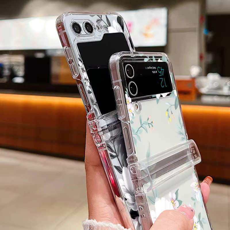 Samsung Galaxy Z Flip Hartschalen-Handyhülle mit Blumenmuster in Transparent - Bild 3