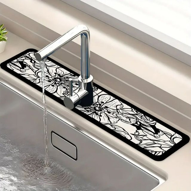 VIKAMA Küchenspüle-Matte aus Kieselgur, saugfähiges Trockenpad für Arbeitsplatte und Wasserhahn, B/T: 38,0 x 38,0 cm - Bild 1