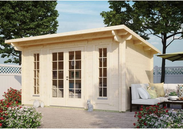 Fjordholz Gartenhaus Modell Jacob 44 B als Schuppen aus imprägnierter Kiefer in Braun und Beige - Bild 1