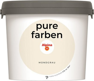 Alpina Wandfarbe Pure Farben Mondgrau, matt, 2,5 l - Bild 1