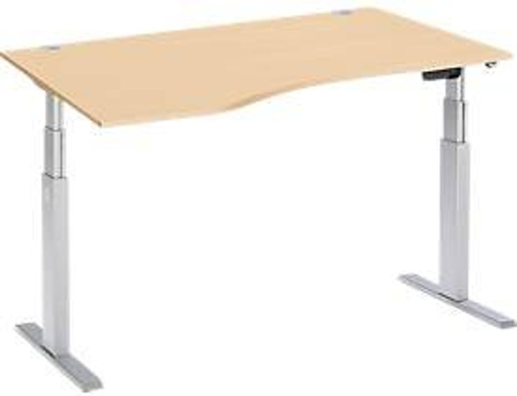 Schäfer Shop Select Schreibtisch ERGO-T elektrisch höhenverstellbar Freiform Ahorn-Dekor/weißalu B/T/H: 180 x 80 x 64-130 cm - Bild 2
