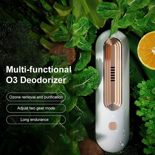 Donirt USB-Luftreiniger mit Ozonsterilisation in Gold und Weiß für Küche, Kühlschrank und Auto - Bild 1