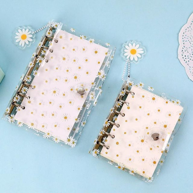 A7 Daisy Spirale Notebook mit Aufbewahrungstasche und transparentem Cover, Kawaii Planer Journal für die Schule - Bild 1