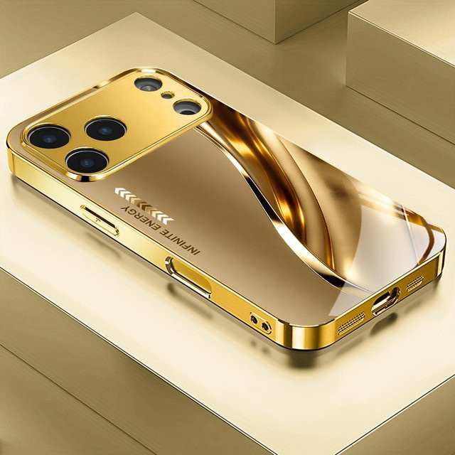 Elegante Goldene Unendliche Energie Handyhülle aus Glas für Apple iPhone 17 16 15 14 13 12 Pro Max Plus - Bild 1