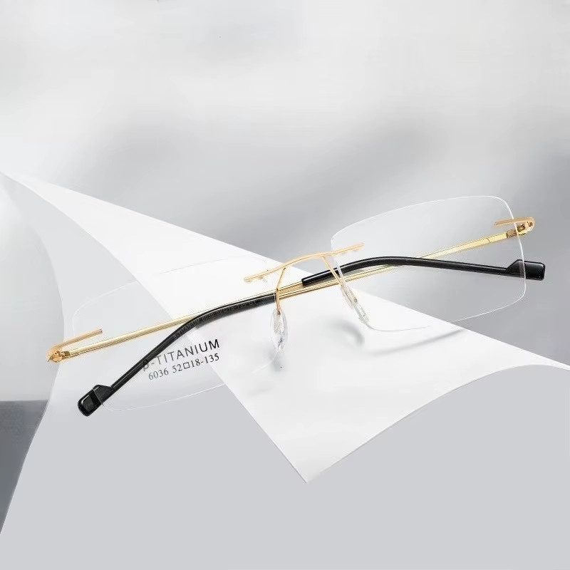 Randlose Lesebrille, Metall, rectangular, transparent, gold, Unisex - Bild 2