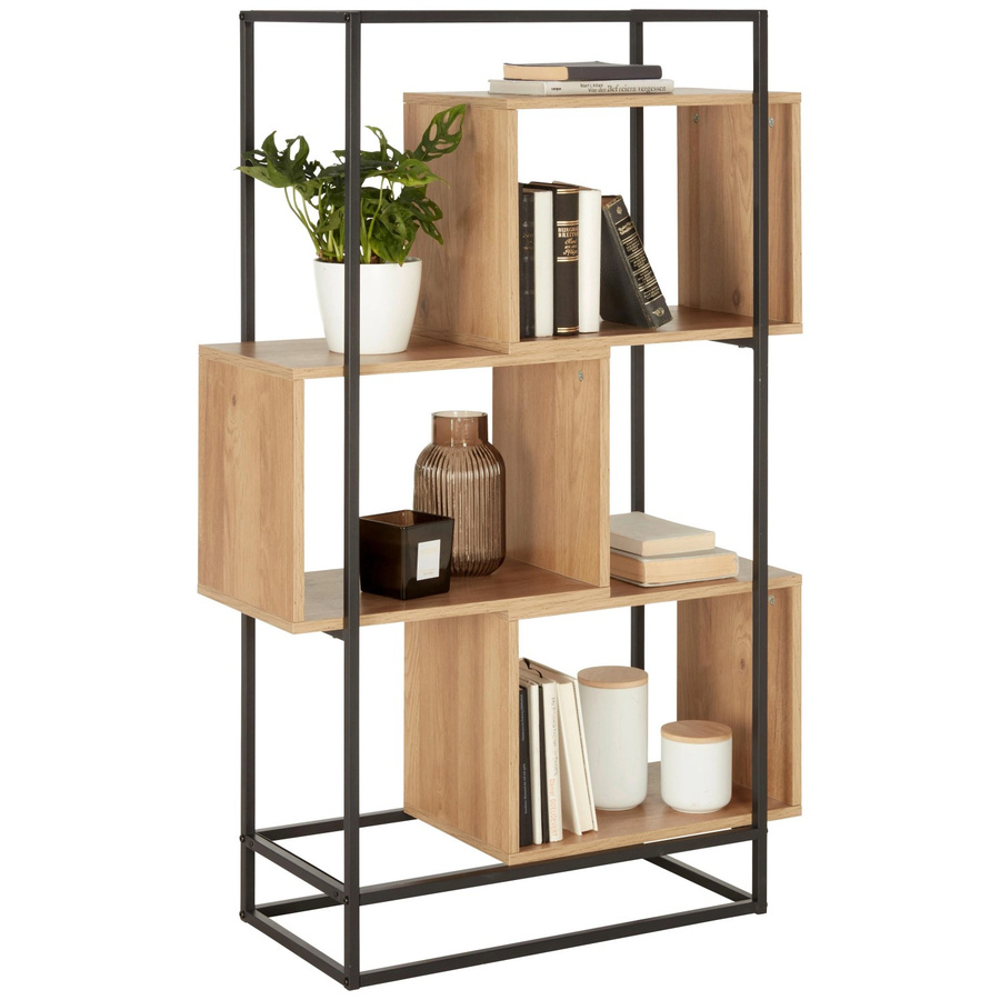Mömax Regal in Schwarz und Beige mit Holzoptik, B/T/H: 80 x 30 x 126 cm - Bild 2