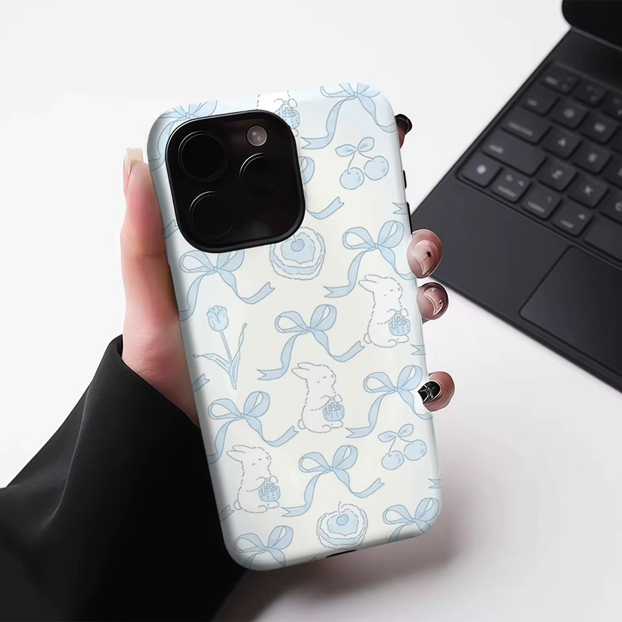 Blue Bunny Gifts Magnetische Handyhülle für iPhone 17 16 15 14 13 Pro Max Plus, Robuste Doppel-Schicht-Hülle, Blau - Bild 3