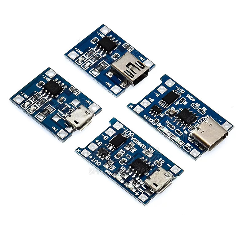 TP4056 Lithium-Batterie-Ladegerät-Modul mit USB-C und Micro-USB, 5 V, 1 A, Blau - Bild 2