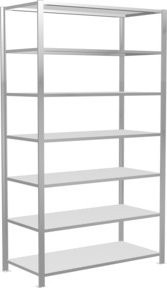 Schulte Büro-Steckregal MULTIplus150 mit 7 Fachböden und Längenriegeln, Farbe: Lichtgrau, H x B x T: 230 x 130 x 60 cm - Bild 1
