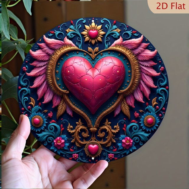 CIFBUY Vintage Wandkunst aus Metall mit Engelsflügeln und Herz in Multicolour als florale Dekoration für Innen- und Außenbereich - Bild 1