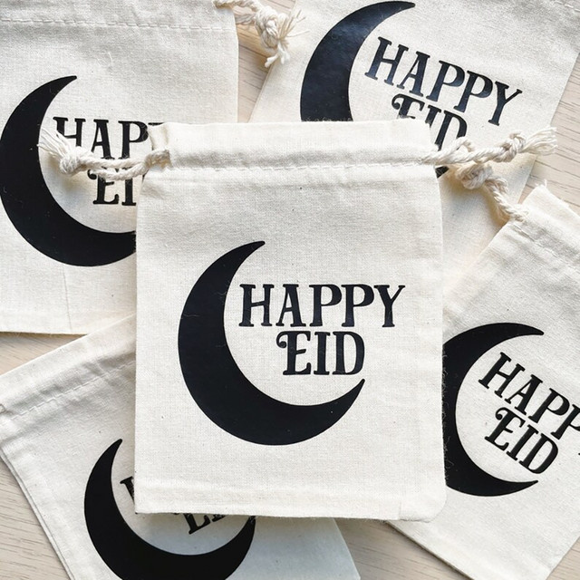 5er Set Eid Mubarak Geschenktüten für Ramadan und Eid Al-Adha in Weiß mit orientalischem Design - Bild 1