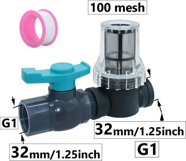Bewässerungsfilter mit Innen- und Außengewinde für PE-Rohre und Gartenpumpen, 100 Mesh Sieb, Schwarz - Bild 1