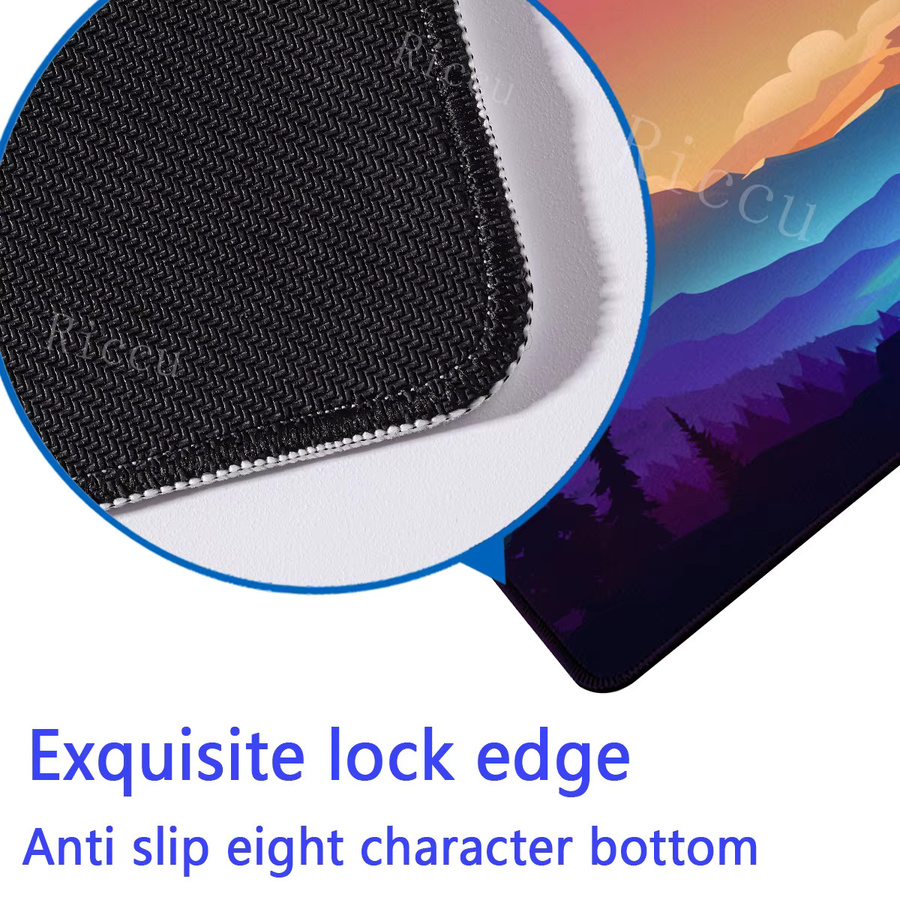 Riccu XXL Gaming Mauspad mit Landschaftsdesign in Multicolour, rutschfeste Schreibtischunterlage mit HD-Druck, B/T: 90 x 40 cm - Bild 4