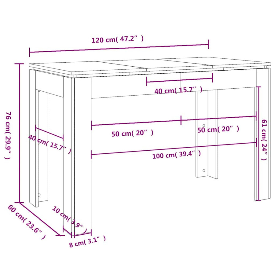 vidaXL Esstisch in Eichen-Optik, Braun, B/T/H: 120 x 60 x 76 cm - Bild 5