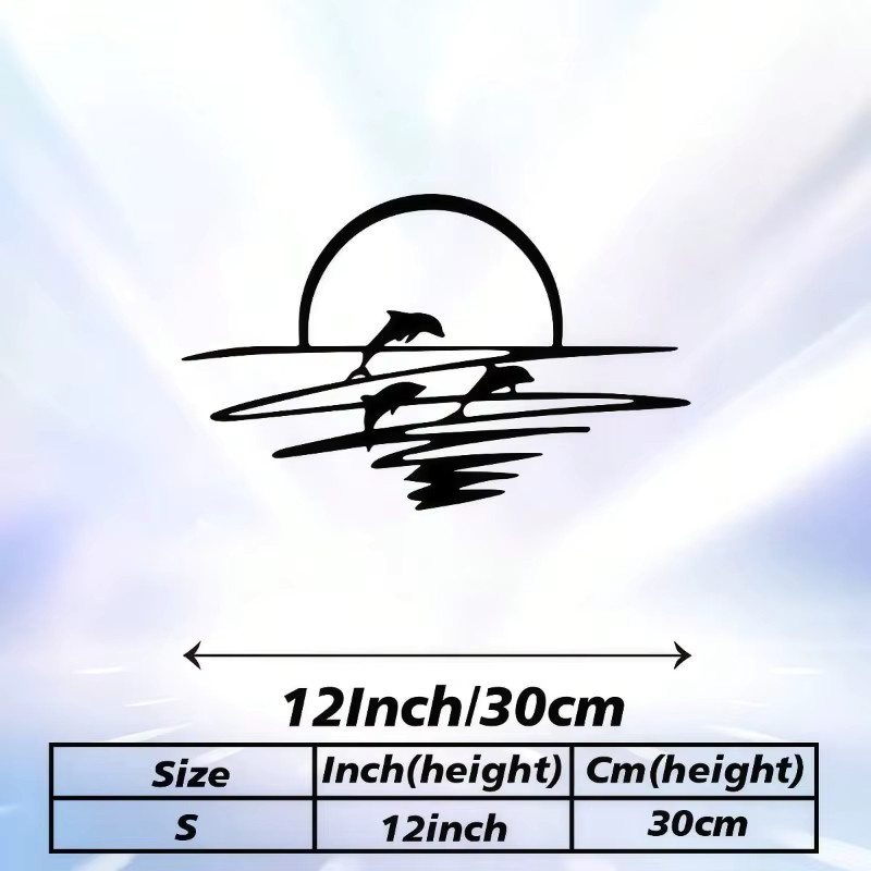 CIFBUY Nautische Metall-Wandkunst Sonnen-Delfin in Schwarz als maritimes Ozean-Dekor - Bild 3