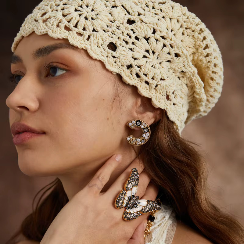 STALAIT Blumenohrringe, Perlen, Strass, Damen - Bild 2
