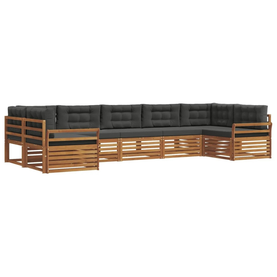 vidaXL Sofagarnitur 7-teilig aus Massivholz Akazie in Natur und Anthrazit mit L-Form - Bild 2
