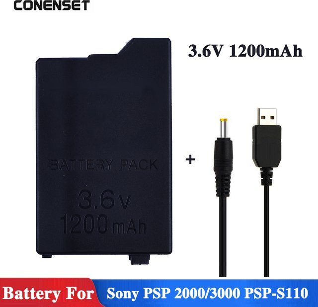 Sony Ersatzakku 1200 mAh 3,6 V für PlayStation Portable PSP2000 PSP3000 PSP S110 in Schwarz - Bild 1