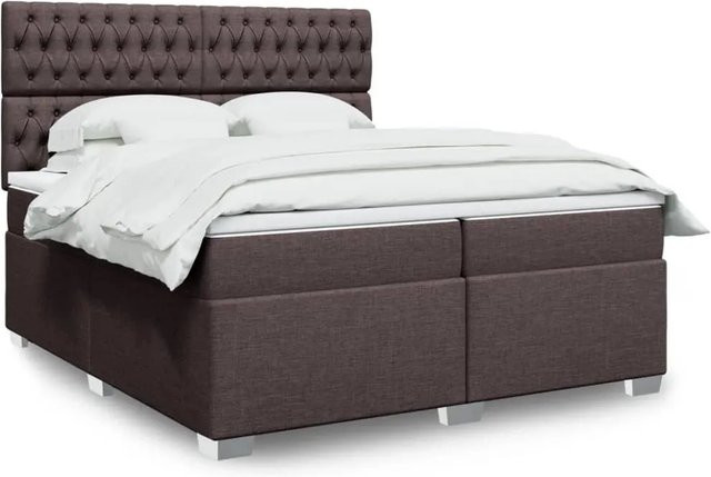 vidaXL Boxspringbett Dunkelbraun mit Matratze und LED-Leiste B/T: 200 x 200 cm - Bild 1