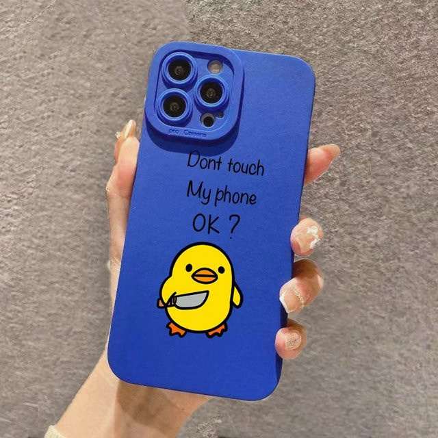 Rui Di Silikon-Handyhülle mit süßem Cartoon-Enten-Design für iPhone, Blau - Bild 1