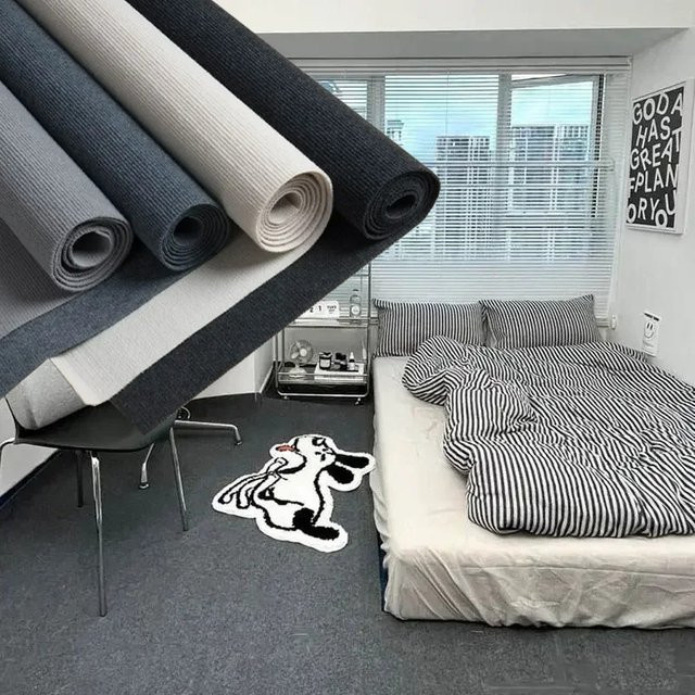 Selbstklebender Badezimmerteppich in Lichtgrau für Schlafzimmer, Wohnzimmer und Küche mit hoher Wasseraufnahme - Bild 1