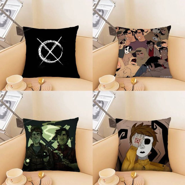 Kayou Horror-Kurzfilm Kissenbezug M-Marble H-Hornets, quadratischer Kissenbezug in Schwarz, B/T/H: 40 x 40 x 40 cm - Bild 1