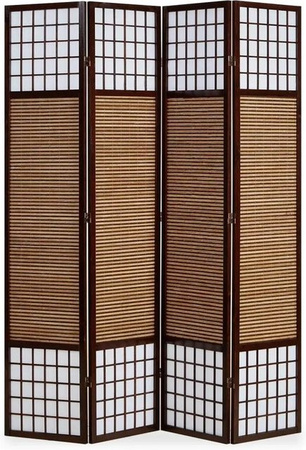 Homestyle4u 4-tlg. Paravent aus Bambus und Reispapier in Braun, H: 200 cm, B: 160 cm