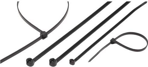 HELU Kabelbinder mit Stahlzunge TY232MX, Schwarz, UV-stabilisiert, 1000 Stück, Länge: 20,3 cm, Breite: 0,24 cm - Bild 1