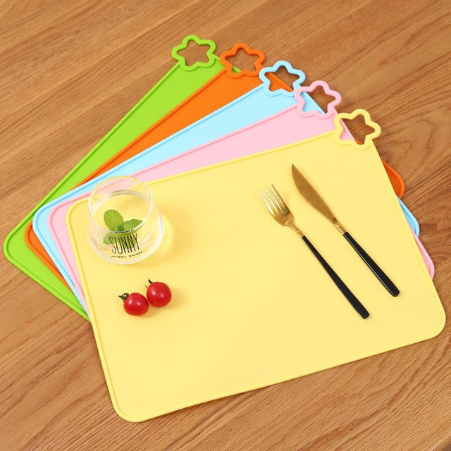 Inyahome Silikon-Tischsets für Kinder, rutschfest und wiederverwendbar, Gelb, B/T: 30 x 40 cm - Bild 1