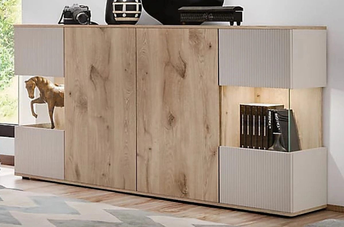 Sideboard Cathlyn in Viking Eiche und Kaschmir mit integrierter LED, Breite: 160 cm - Bild 1
