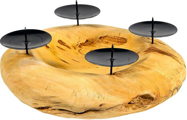 Adventskranz Rustico von St. Benno Verlag in Braun aus Holz und Metall für Teelichter, Durchmesser: 25 cm - Bild 1