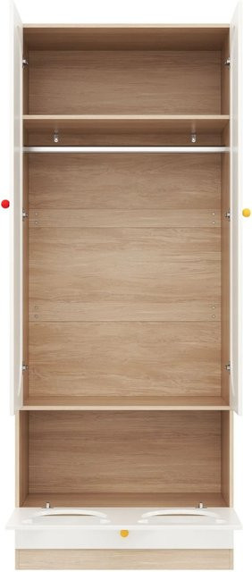 okwish Kinderkleiderschrank mit Bügelstange und Türen in Weiß, B/T/H: 80 x 50 x 200 cm - Bild 1