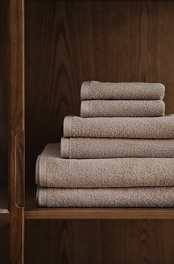 DARCY Handtuch-Set 6er-Pack aus Baumwolle in Beige, Flauschiges Frottier-Set mit Duschtüchern und Handtüchern - Bild 1