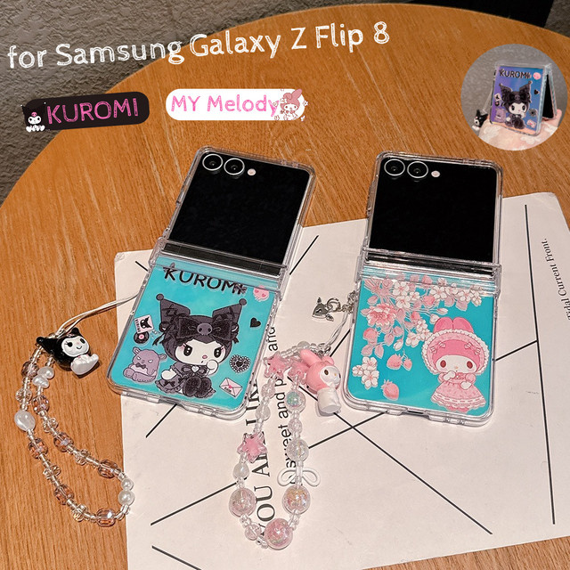Kawaii Y2K Kuromi Schutzhülle mit Perlenriemen und Farbverlauf für Samsung Galaxy Z Flip 7, Z Flip 6 und Z Flip 5 in Multicolour - Bild 1