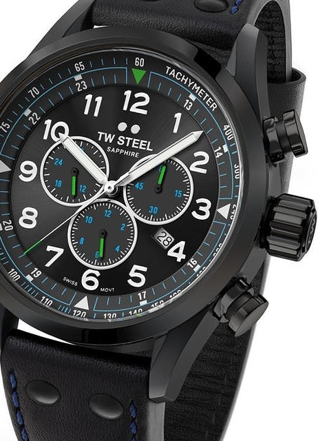 TW Steel Chronograph, Quarz, Edelstahl, 48 mm, Leder, Herren - Bild 1