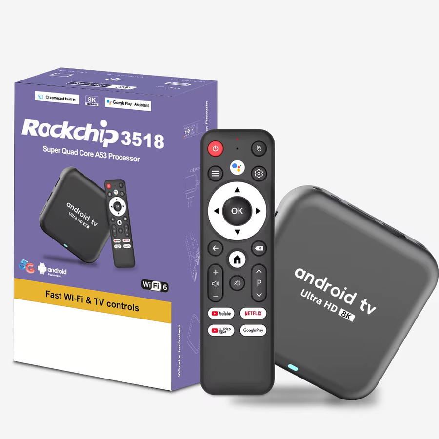Smart TV Box Q18 Android 14 mit 8 GB RAM und 256 GB Speicher, Rockchip RK3518, 8K Video, Google Assistant und Bluetooth 5.4, Schwarz - Bild 6